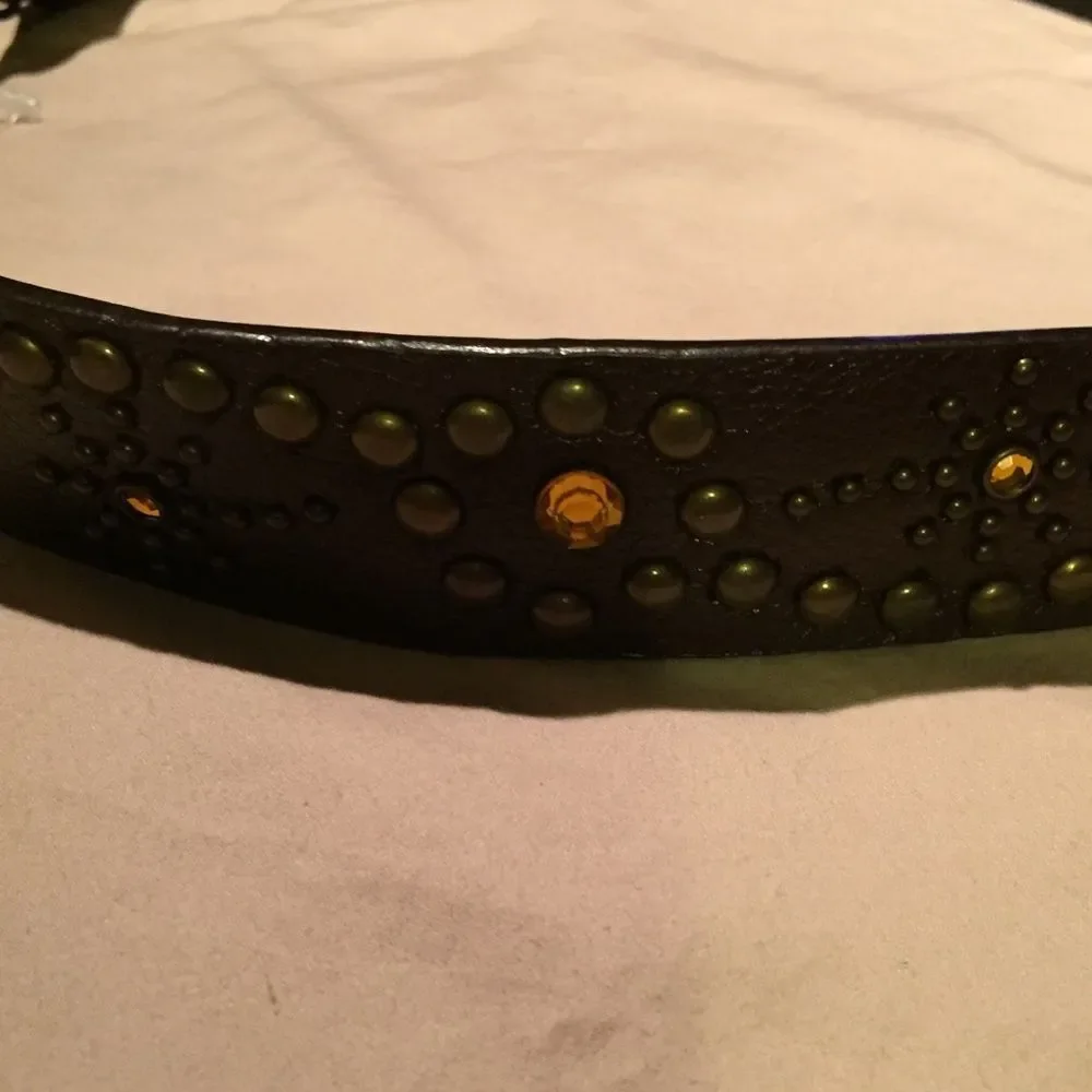 Brown faux leather belt with gold bling